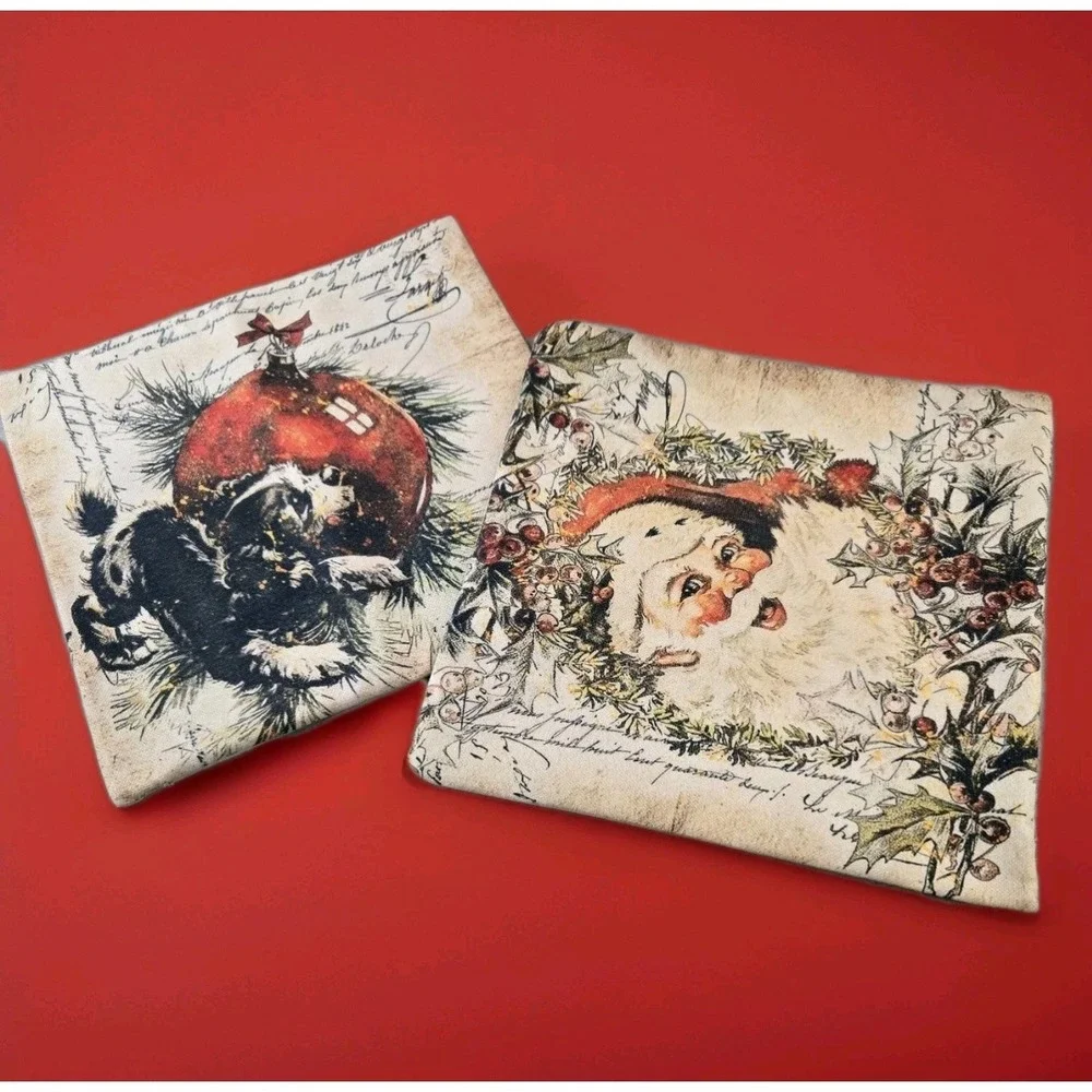 Set Of 2 Decor Christmas Pillow Cases Both 17.5